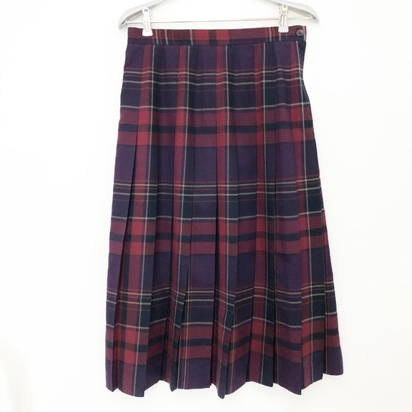 Vintage 100% Wool Plaid Tartan Midi Skirt Kilt USA - Picture 3 of 7